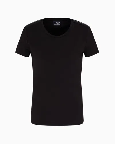 Ea7 Logo Series Stretch Cotton-jersey T-shirt In Black