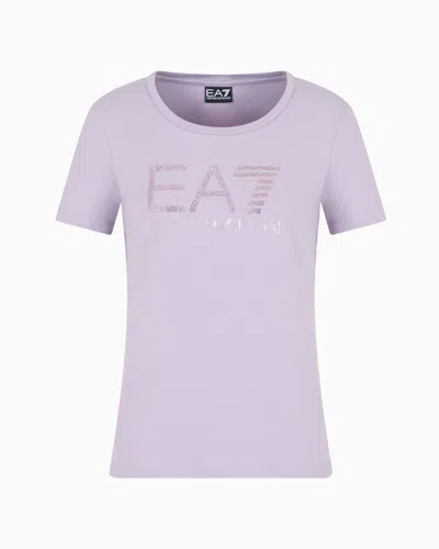 Ea7 Logo Series Stretch Cotton-jersey T-shirt In Purple
