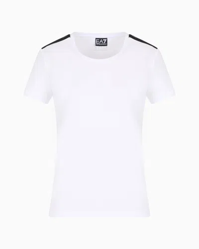 Ea7 Logo Series Stretch Cotton-jersey T-shirt In White