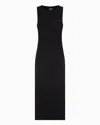 Ea7 Logo Series Stretch-cotton Long Dress In Black