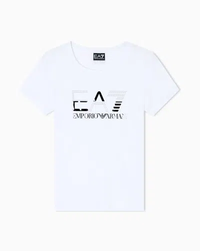 Ea7 Logo Series Stretch-jersey Crew-neck T-shirt In White