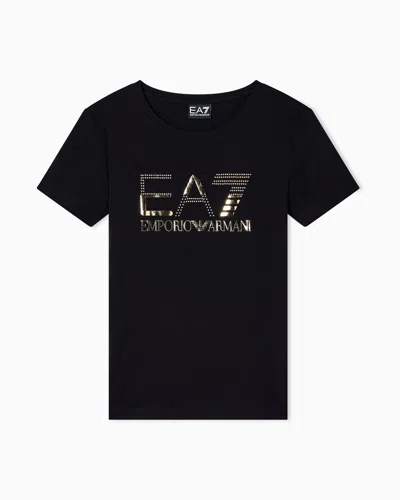 Ea7 Logo Series Stretch-jersey Crew-neck T-shirt In Black