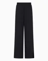 Ea7 Logo Series Stretch Modal-blend Wide Trousers In Black