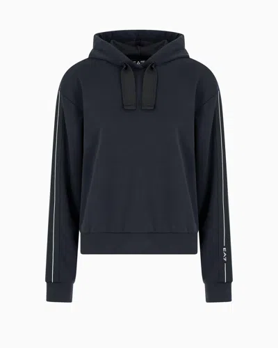 Ea7 Logo Series Stretch Modal Hooded Sweatshirt In Black