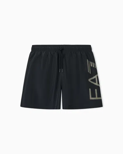Ea7 Logo Series Swim Trunks In Black