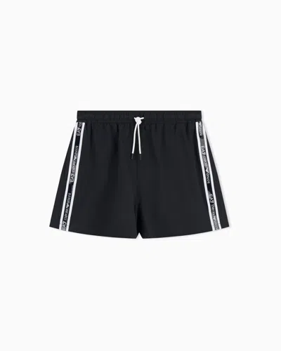 Ea7 Logo Series Swim Trunks With Logo Tape In Black