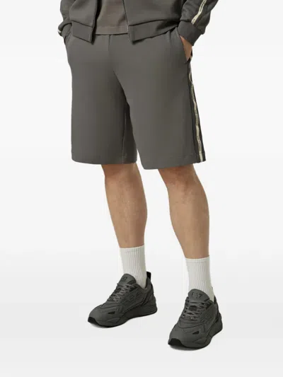 Ea7 Logo Series Tape-detail Jersey Shorts In Gray