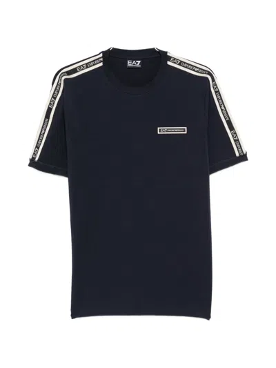 Ea7 Logo Series Tape-detail T-shirt In Black