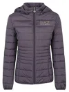 Ea7 Logo Short Down Jacket In Gray