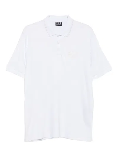 Ea7 Logo Short-sleeve Polo Shirt In White