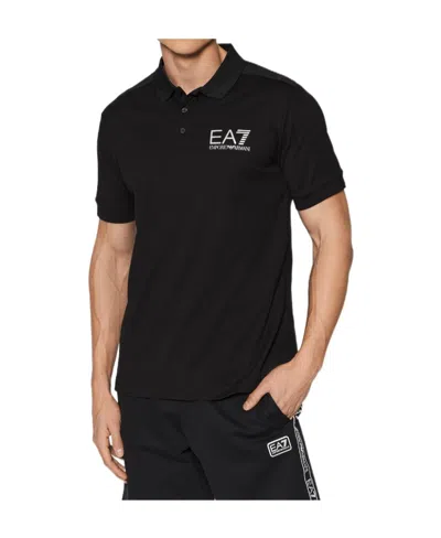 Ea7 Logo Short-sleeved Polo Shirt In Black