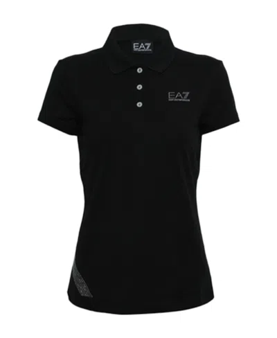 Ea7 Logo Short-sleeved Polo Shirt In Black