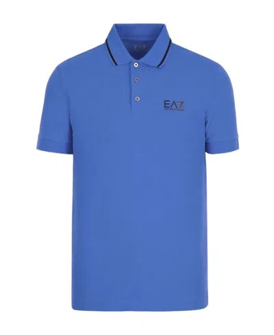 Ea7 Logo Short-sleeved Polo Shirt In Blue