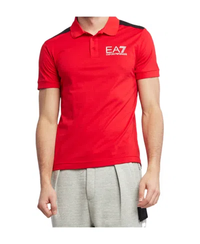 Ea7 Logo Short-sleeved Polo Shirt In Red