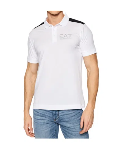 Ea7 Logo Short-sleeved Polo Shirt In White