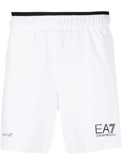 Ea7 Logo Shorts In White