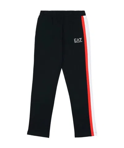 Ea7 Logo Side Striped Sweatpants In Black