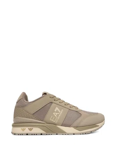 Ea7 Logo Sneakers In Brown