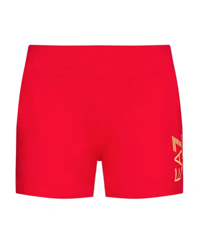 Ea7 Logo Sports Shorts In Red