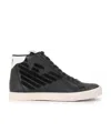 Ea7 Logo Strapped Casual Sneakers In Black