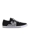 Ea7 Logo Strapped Casual Sneakers In Black