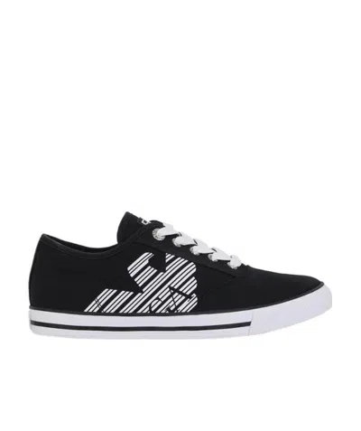 Ea7 Logo Strapped Casual Sneakers In Black