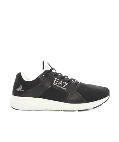 Ea7 Logo Strapped Casual Sneakers In Black
