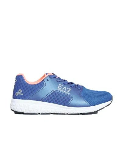Ea7 Logo Strapped Casual Sneakers In Blue