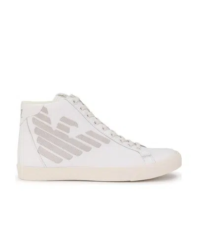 Ea7 Logo Strapped Casual Sneakers In White