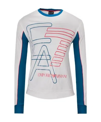 Ea7 Logo Sweater In White