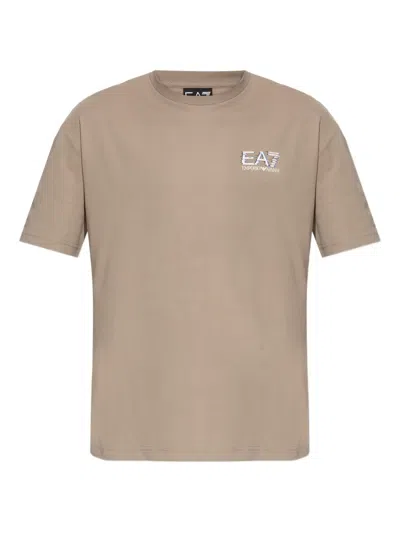 Ea7 Logo T-shirt In Neutral