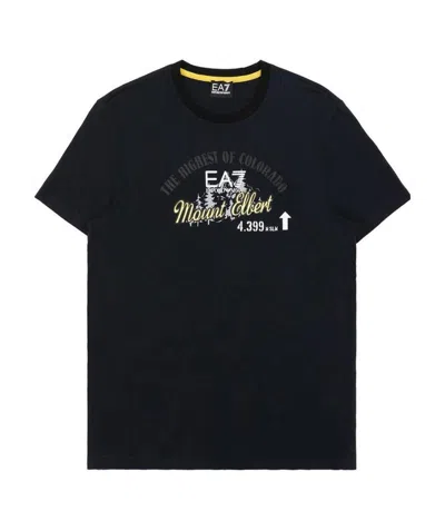 Ea7 Logo T-shirt With Round Neck In Black