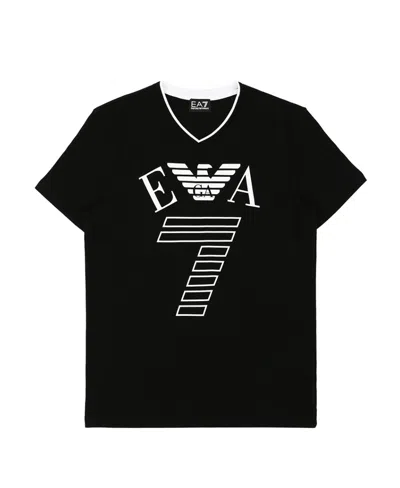 Ea7 Logo T-shirt With Round Neck In Black