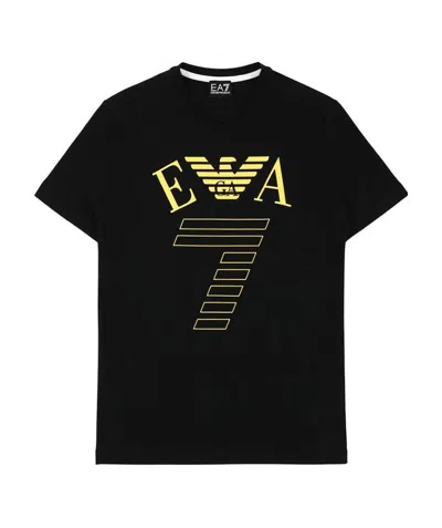 Ea7 Logo T-shirt With Round Neck In Black
