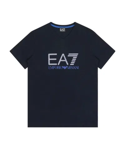 Ea7 Logo T-shirt With Round Neck In Black