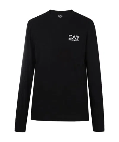 Ea7 Logo T-shirt With Round Neck In Black
