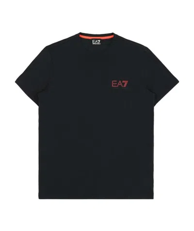 Ea7 Logo T-shirt With Round Neck In Black
