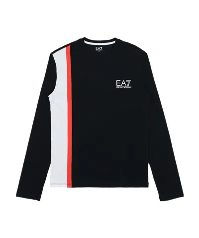 Ea7 Logo T-shirt With Round Neck In Black