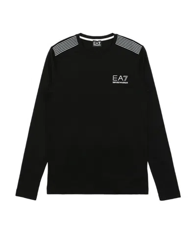 Ea7 Logo T-shirt With Round Neck In Black