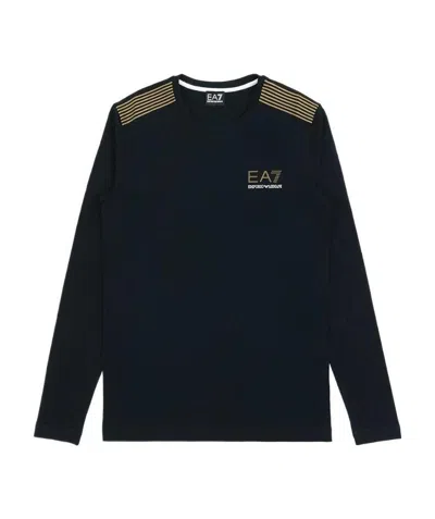 Ea7 Logo T-shirt With Round Neck In Black