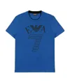 Ea7 Logo T-shirt With Round Neck In Blue
