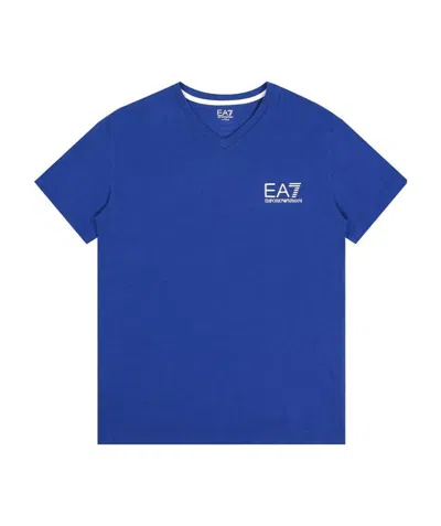 Ea7 Logo T-shirt With Round Neck In Blue