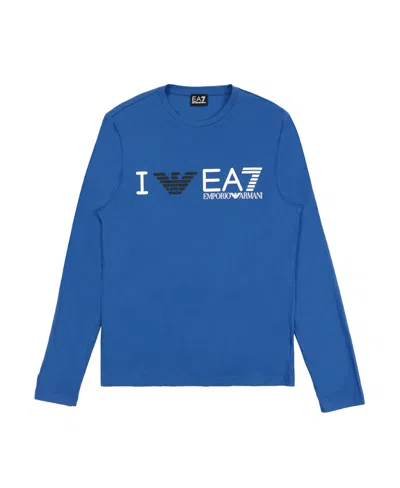 Ea7 Logo T-shirt With Round Neck In Blue