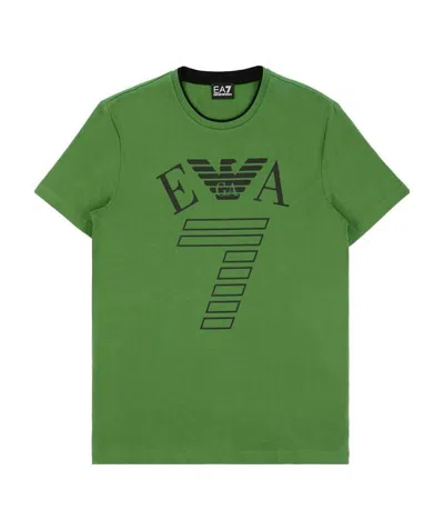 Ea7 Logo T-shirt With Round Neck In Green