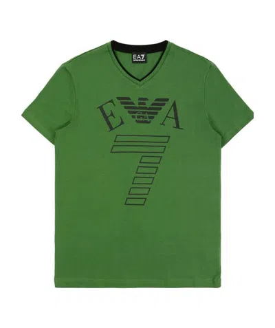 Ea7 Logo T-shirt With Round Neck In Green