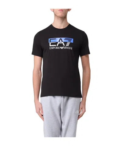 Ea7 Logo T-shirt With Round Neck Pattern In Black