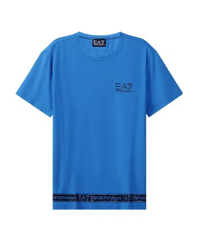 Ea7 Logo T-shirt With Round Neck Pattern In Blue