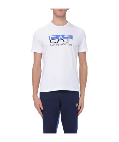 Ea7 Logo T-shirt With Round Neck Pattern In White