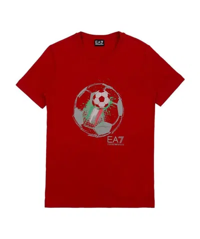 Ea7 Logo T-shirt With Round Neck In Red