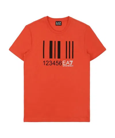 Ea7 Logo T-shirt With Round Neck In Red